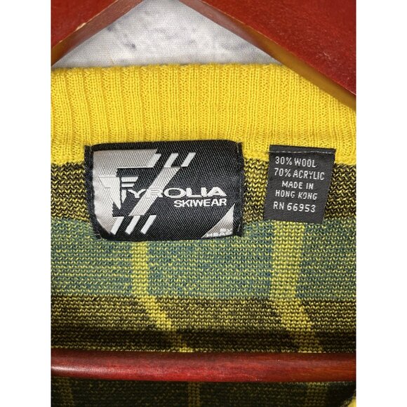 TYROLIA SPORTSWEAR Men's Vintage Yellow Abstract Design Crew Neck Sweater Large - Picture 3 of 5